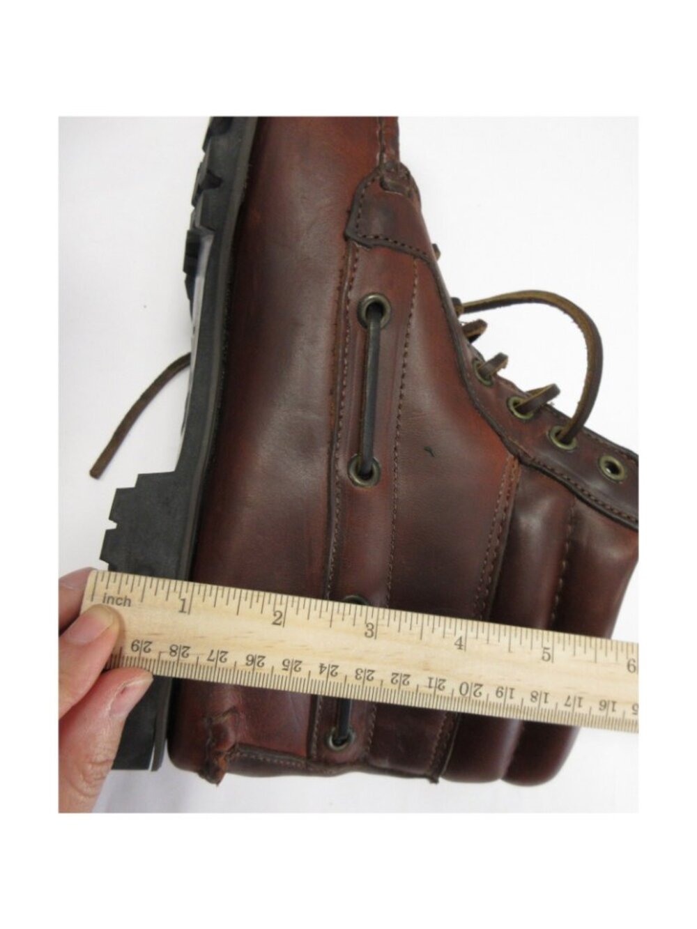 VINTAGE Timberland Boots 11 M Leather 7 Eye Moc Toe Lug Sole Lace Up * - Picture 11 of 12